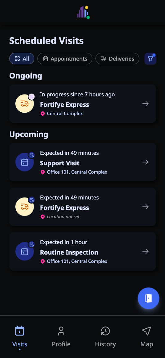Visitor Mobile Experience App Interface
